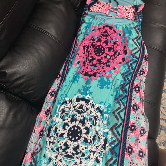 ⭐️PRICE FIRM⭐️ Pool Side Chillin Dress Aqua Maxi Dress - Picture 8 of 10